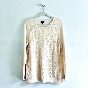 Talbots - Cashmere Crew Neck Sweater - Ivory - 2X
